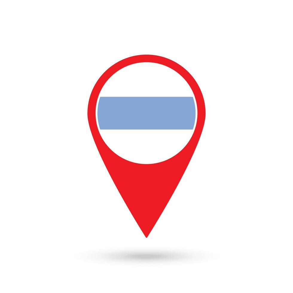 Map pointer with Tucuman Flag. Vector illustration.