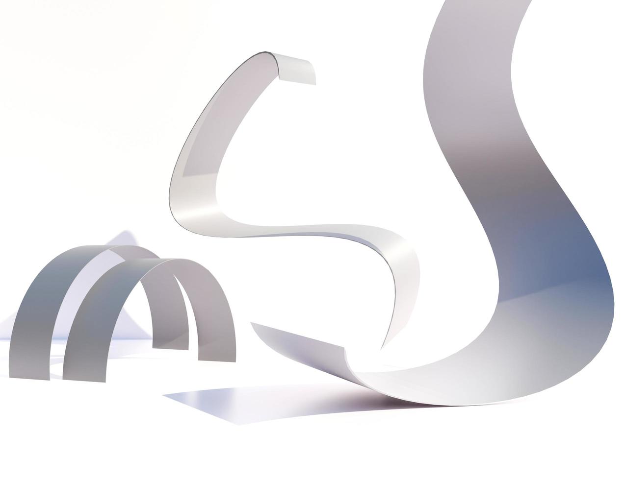 Abstract 3D metallic silver ribbon on white background 3D Rendering. Abstract art wallpaper. photo