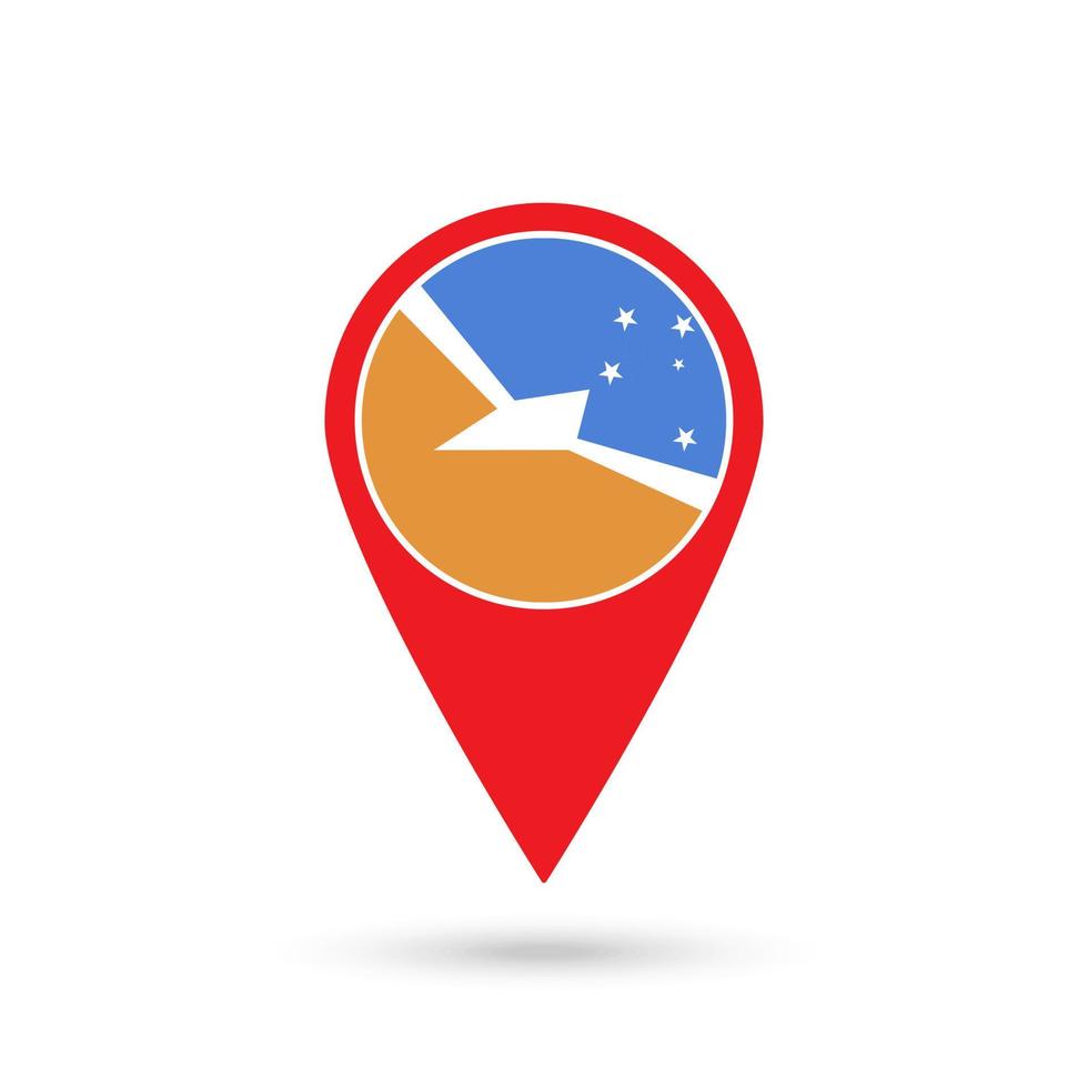 Map pointer with Tierra del Fuego Flag. Vector illustration.