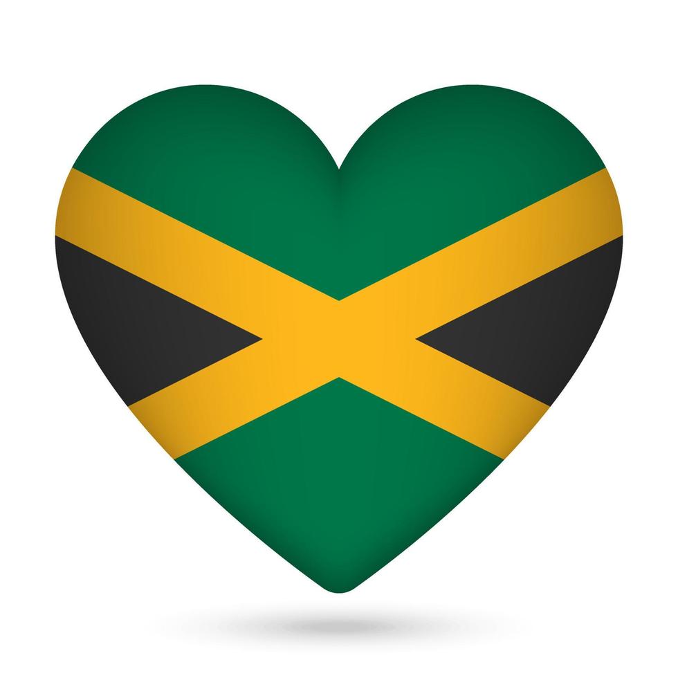 Jamaica bandera en corazón forma. vector ilustración.