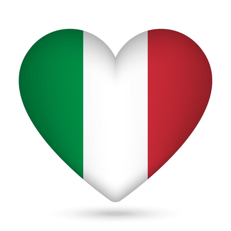 Italy flag in heart shape. Vector illustration.