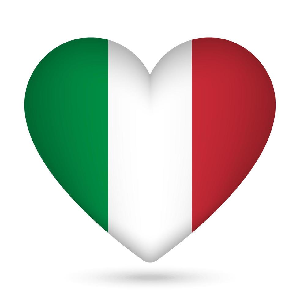 Italia bandera en corazón forma. vector ilustración.