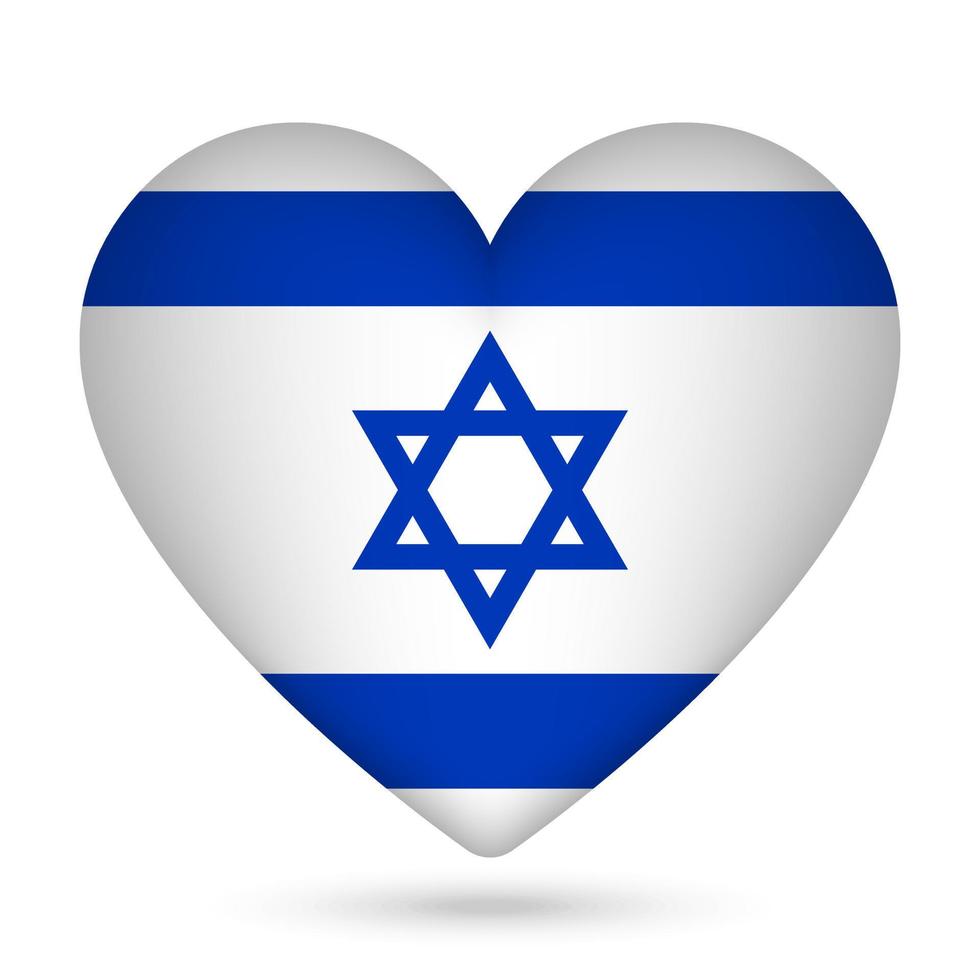 Israel flag in heart shape. Vector illustration.