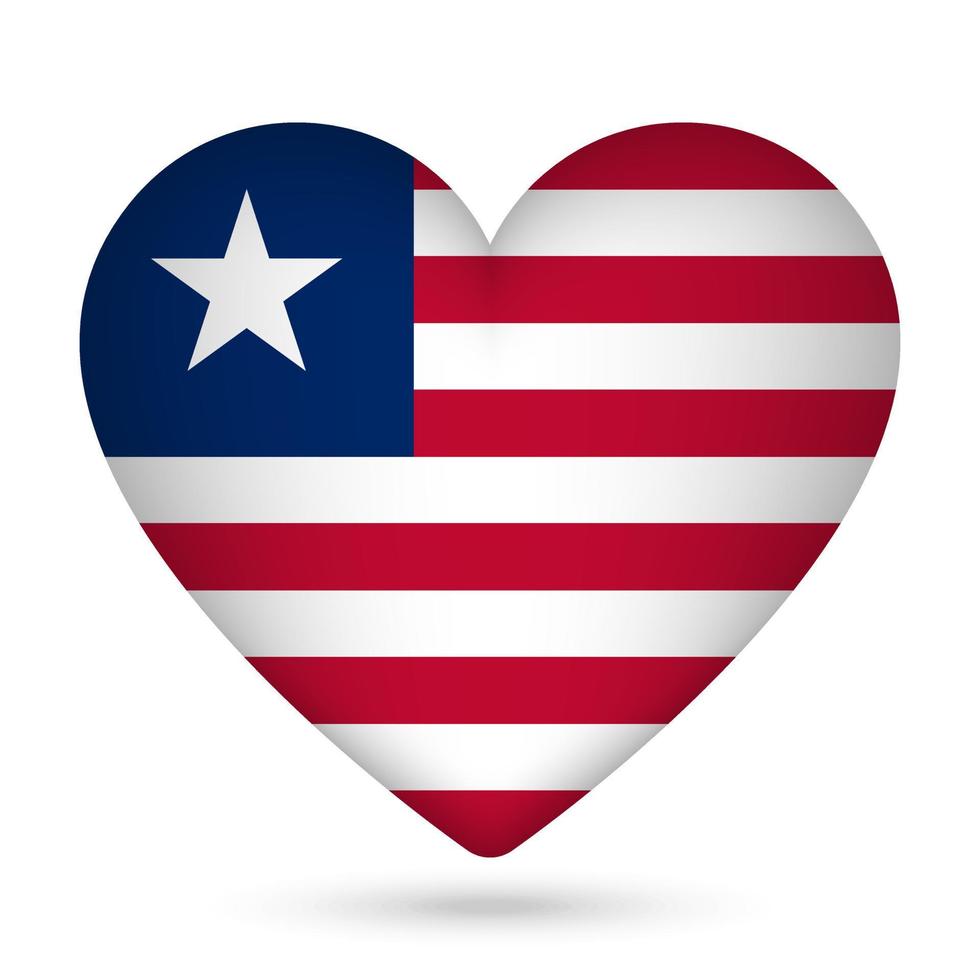 Liberia bandera en corazón forma. vector ilustración.