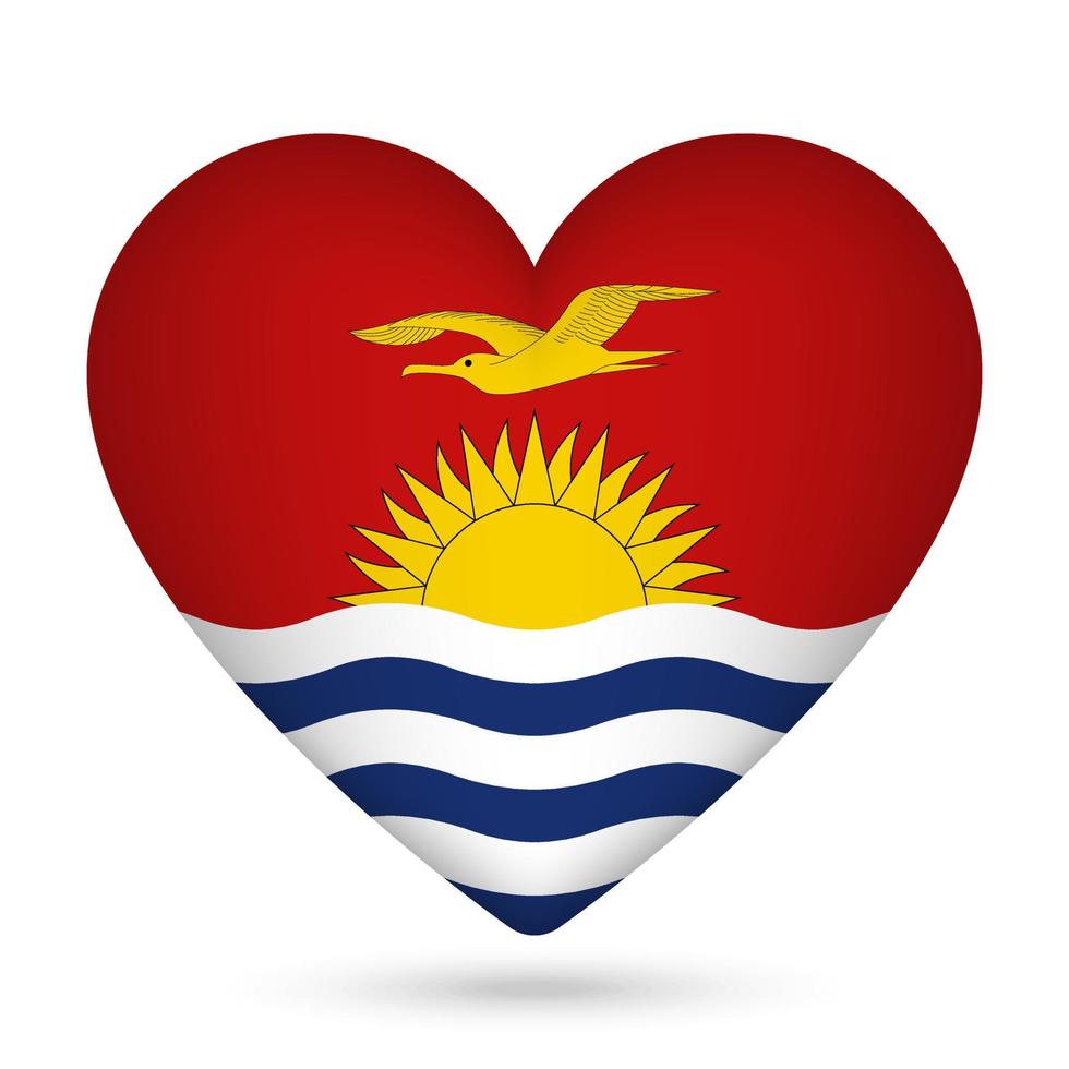 Kiribati bandera en corazón forma. vector ilustración.