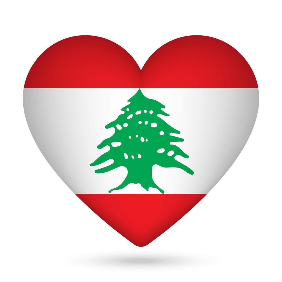 Líbano bandera en corazón forma. vector ilustración.