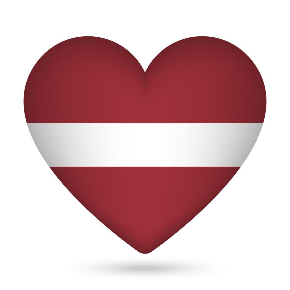 Latvia flag in heart shape. Vector illustration.