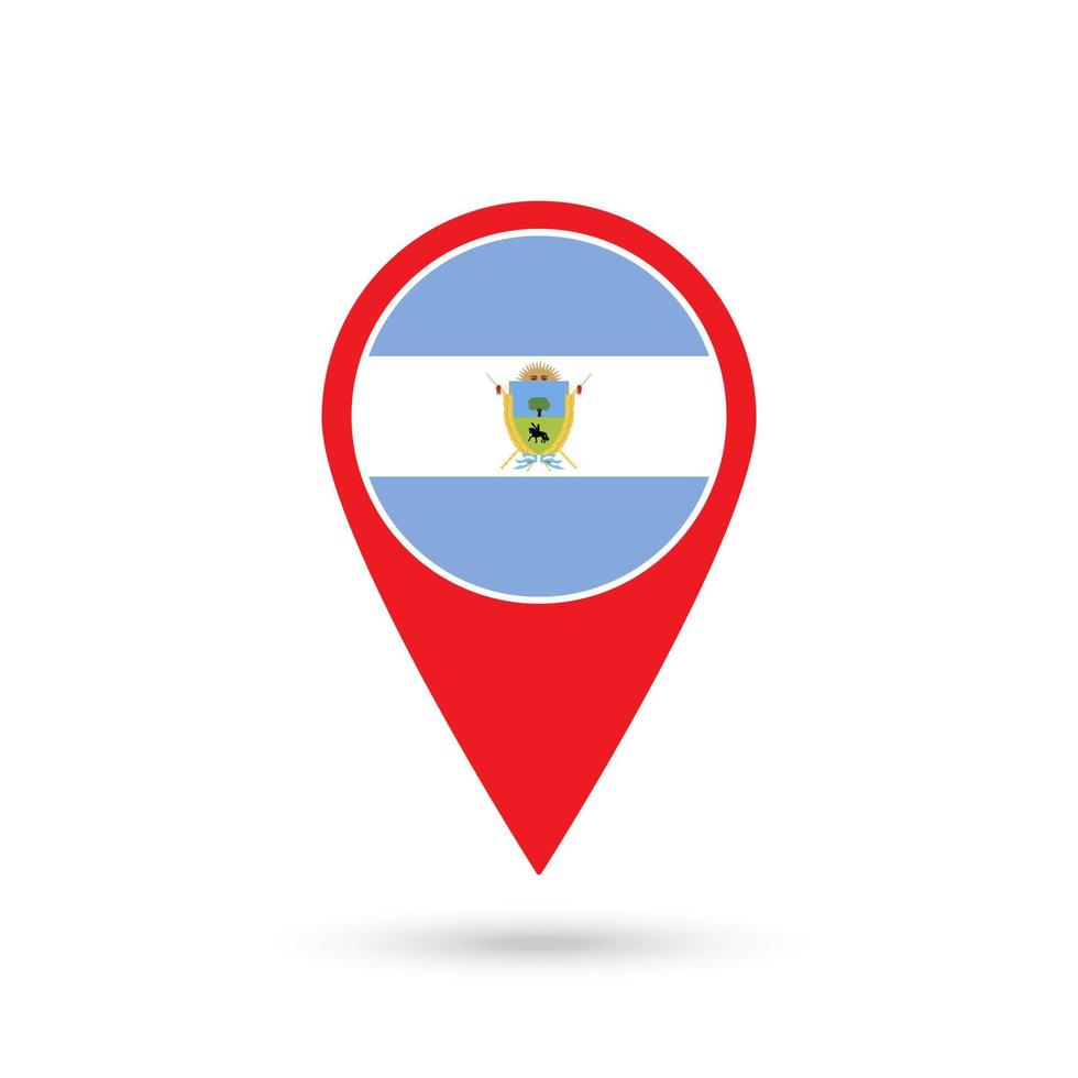Map pointer with La Pampa Flag. Vector illustration.