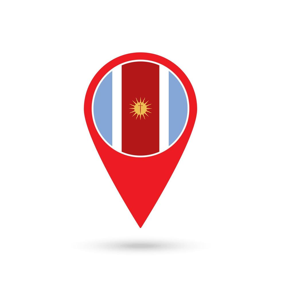 Map pointer with Santiago del Estero Flag. Vector illustration.