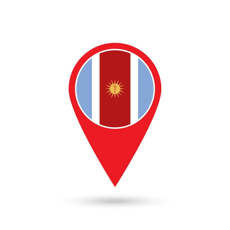 Map pointer with Santiago del Estero Flag. Vector illustration.