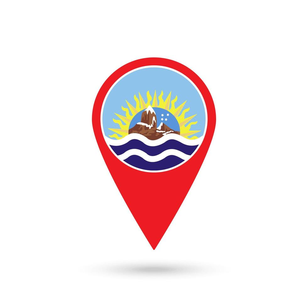 Map pointer with Santa Cruz Flag. Vector illustration.