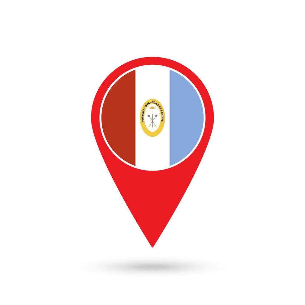 Map pointer with Santa Fe Flag. Vector illustration.