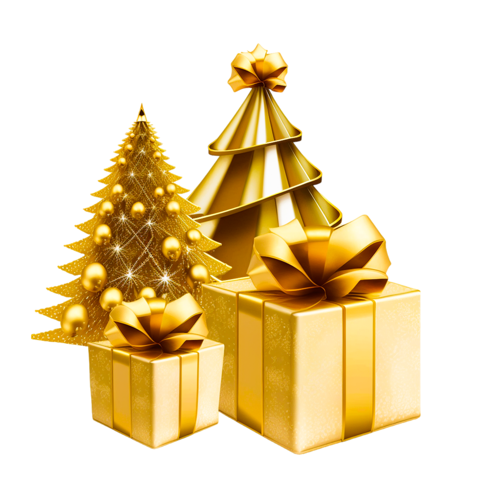 Christmas Golden Surprise Gift Box png