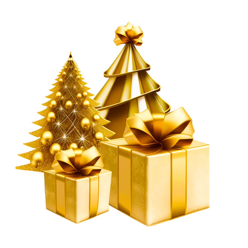 Noël d'or surprise cadeau boîte png