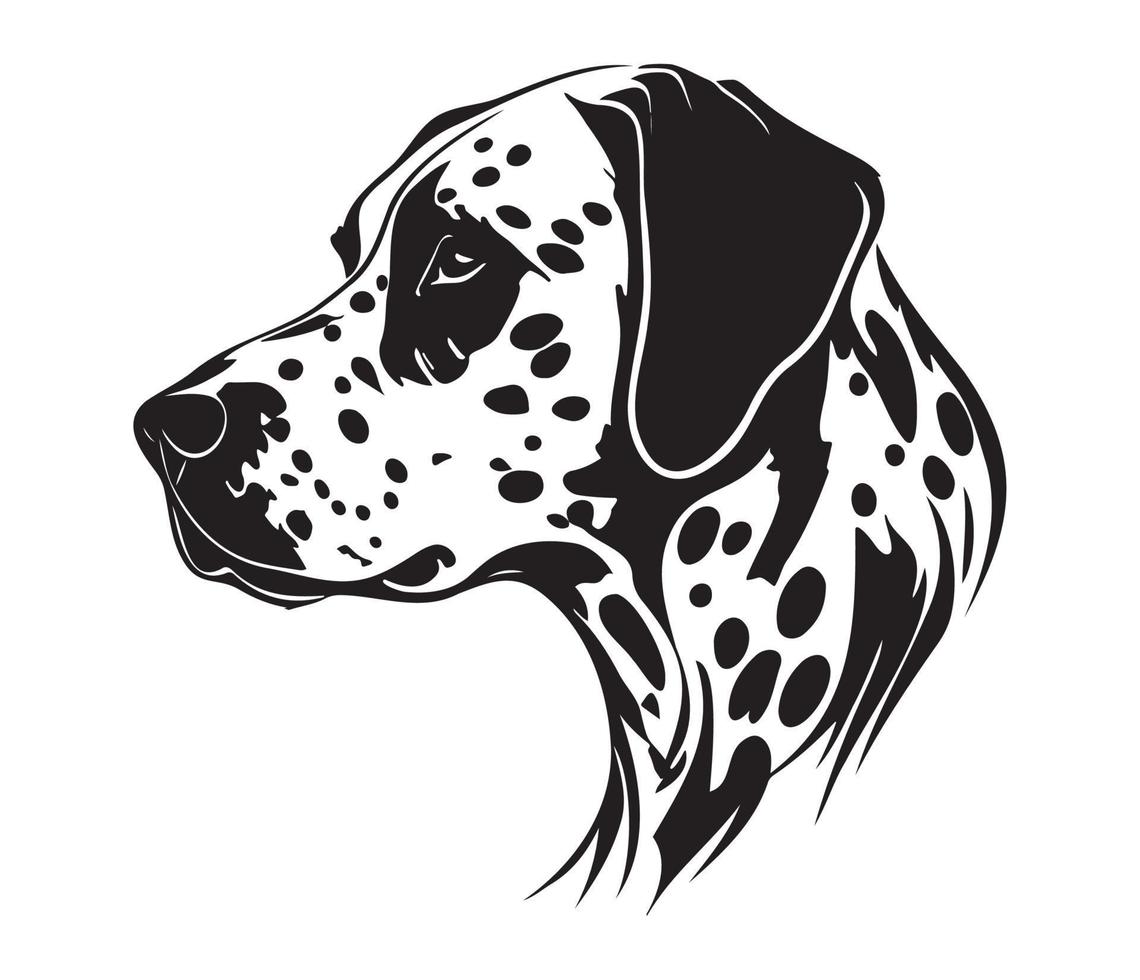 Dalmatian Face, Silhouette Dog Face, black and white Dalmatian vector