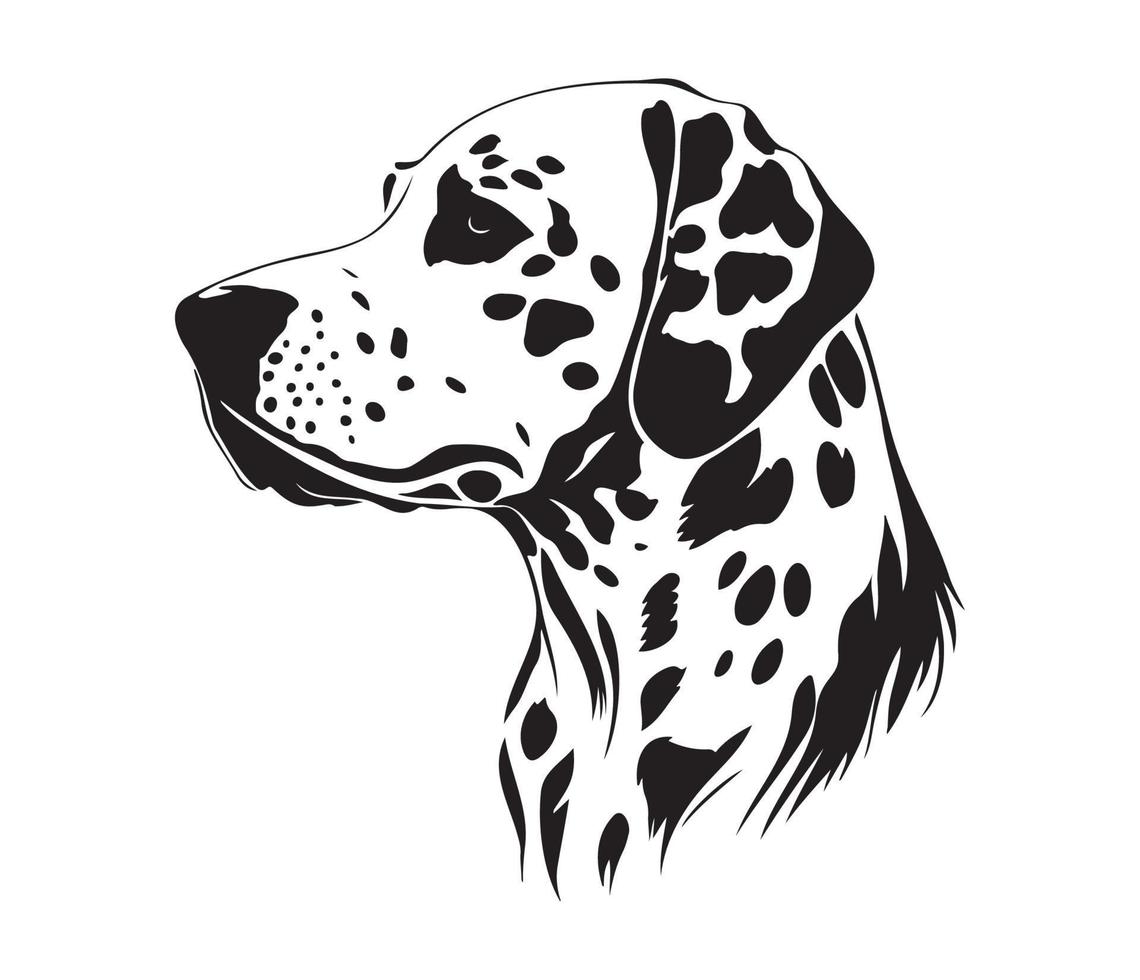 Dalmatian Face, Silhouette Dog Face, black and white Dalmatian vector