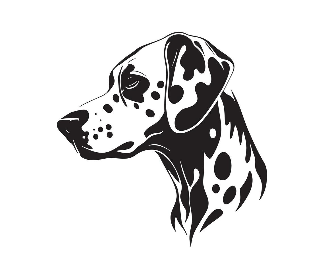 Dalmatian Face, Silhouette Dog Face, black and white Dalmatian vector