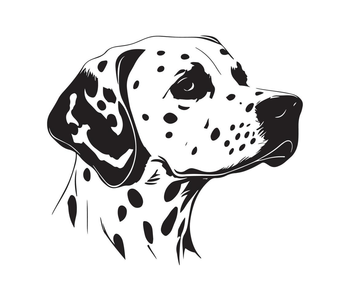 Dalmatian Face, Silhouette Dog Face, black and white Dalmatian vector