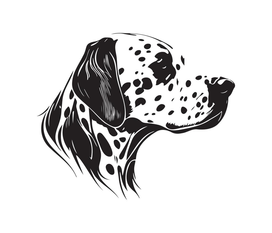 Dalmatian Face, Silhouette Dog Face, black and white Dalmatian vector