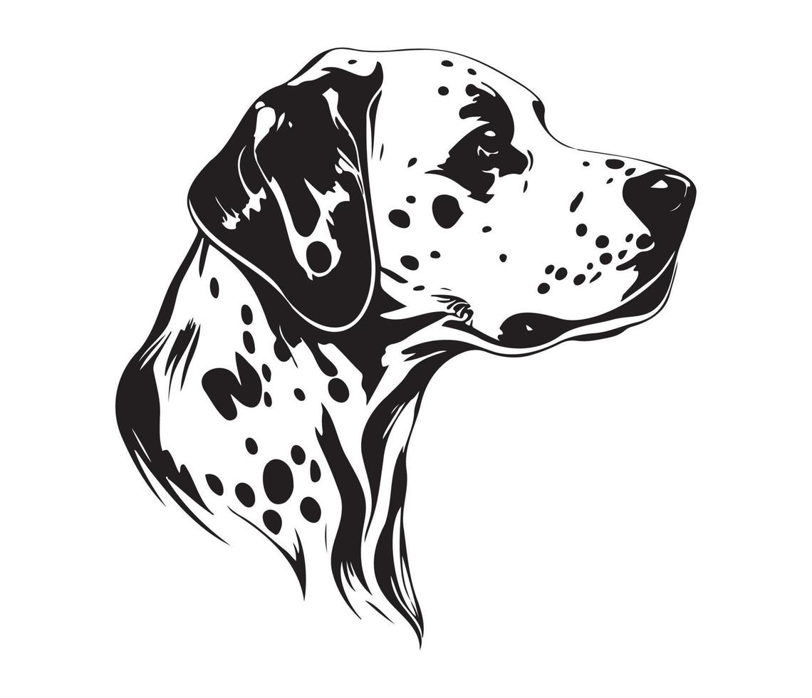 Dalmatian Face, Silhouette Dog Face, black and white Dalmatian vector