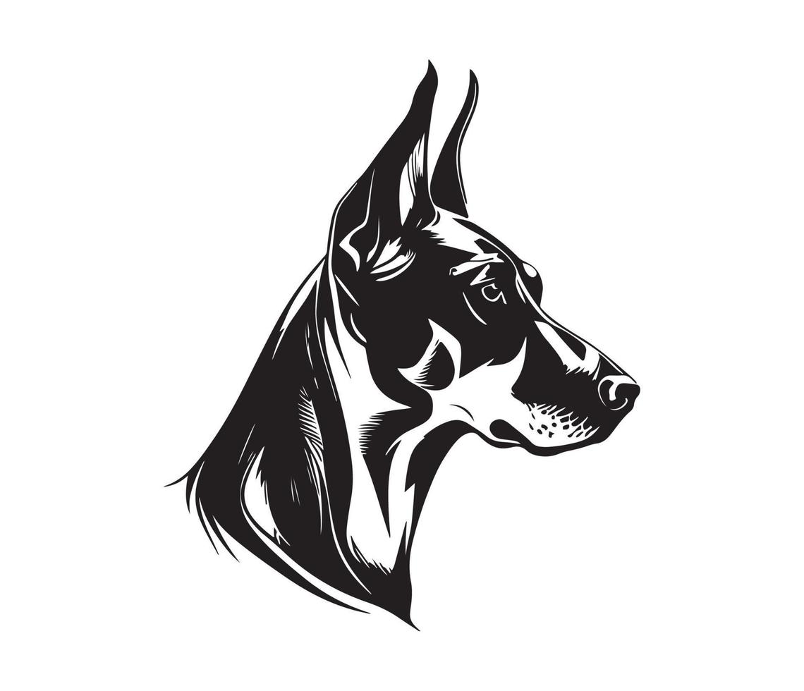 caballero rostro, silueta perro rostro, negro y blanco caballero vector