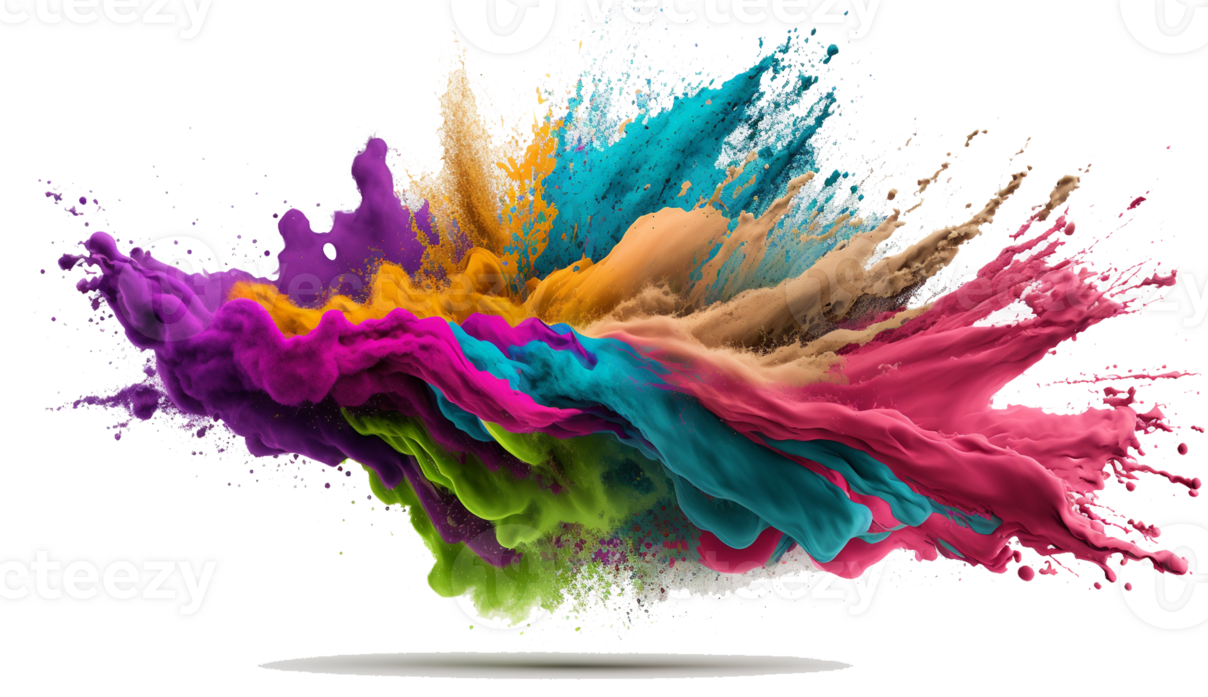 holi powder splash colorful ,colorful powder explosion effect on transparent background , png