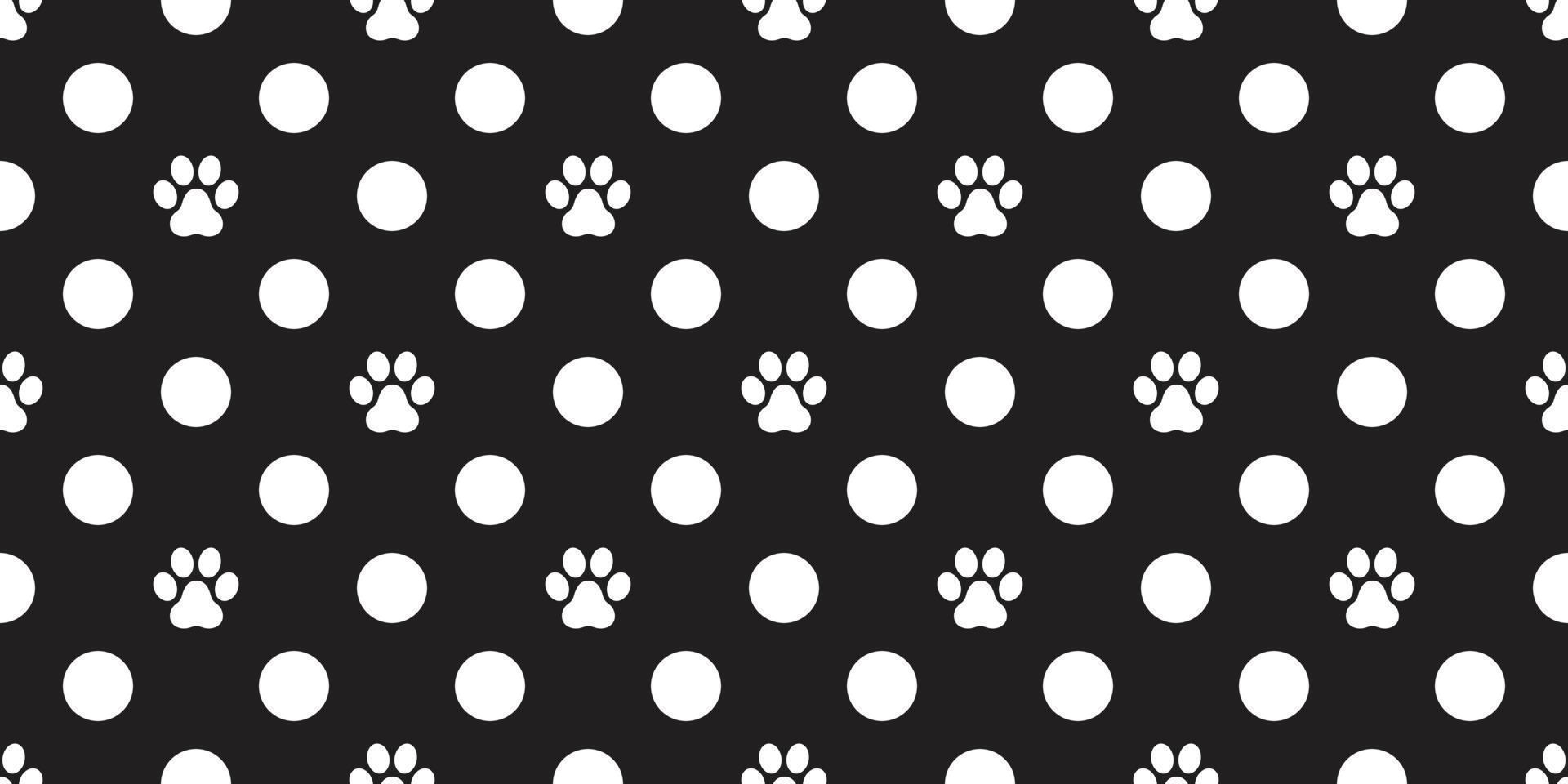Dog Paw Seamless Pattern vector Cat paw foot print isolated polka dot wallpaper background backdrop black