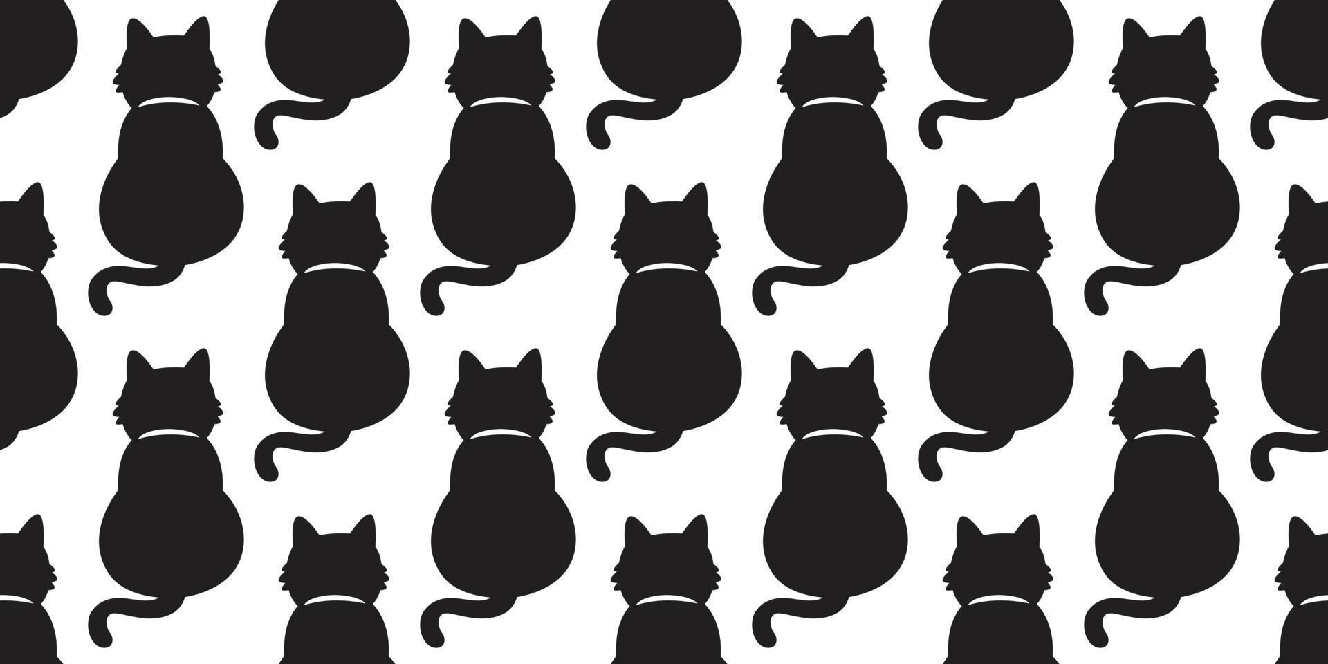 cat seamless pattern vector black cat isolated background wallpaper illustration