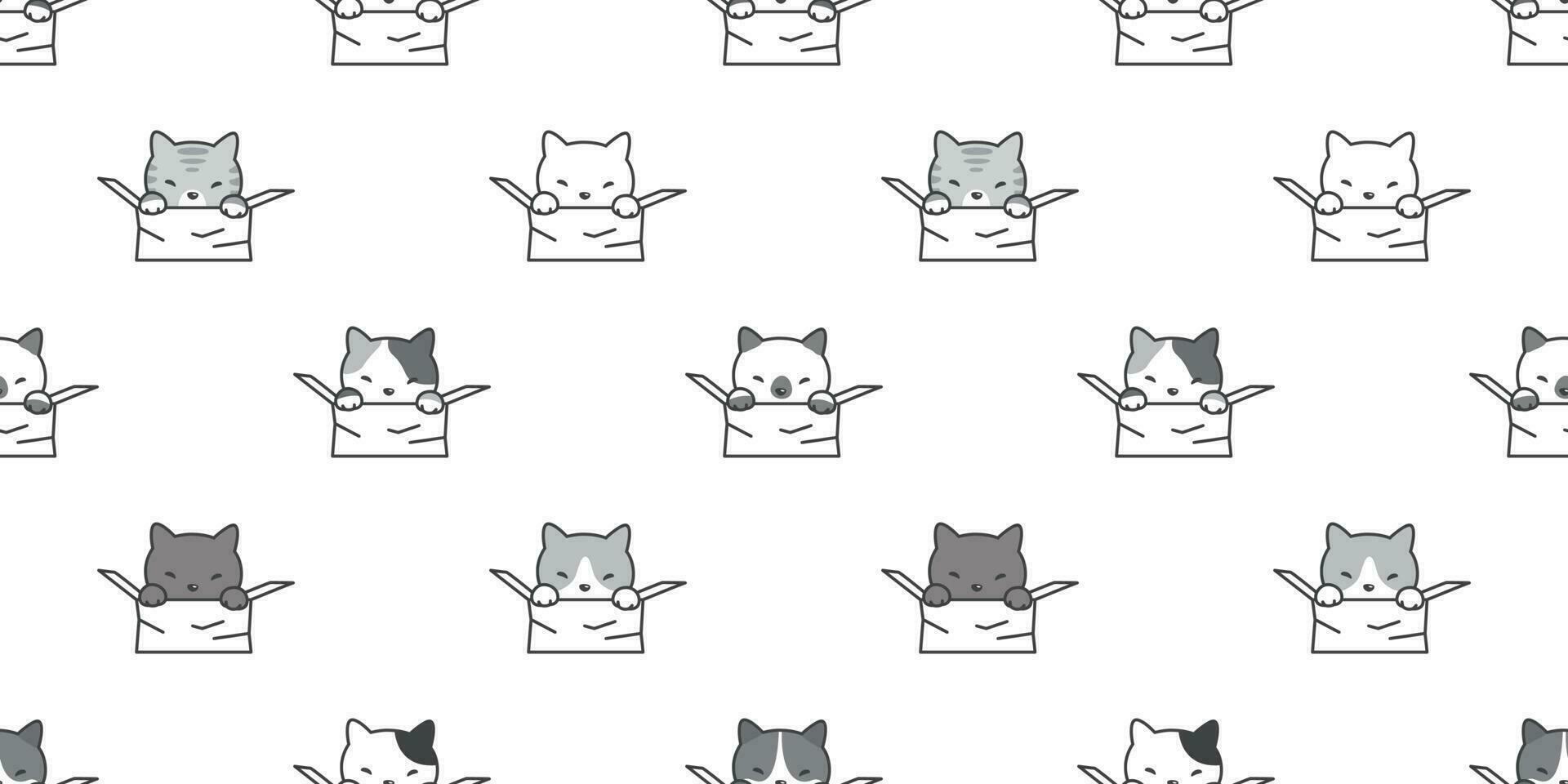 cat seamless pattern vector cat breed in box isolated wallpaper background