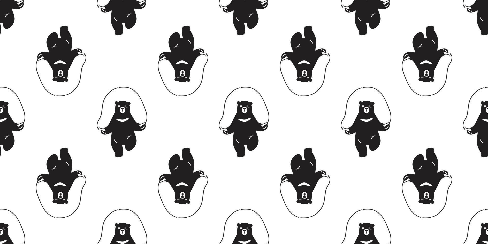 bear Seamless vector Polar bear Pattern skipping rope isolated doodle wallpaper background