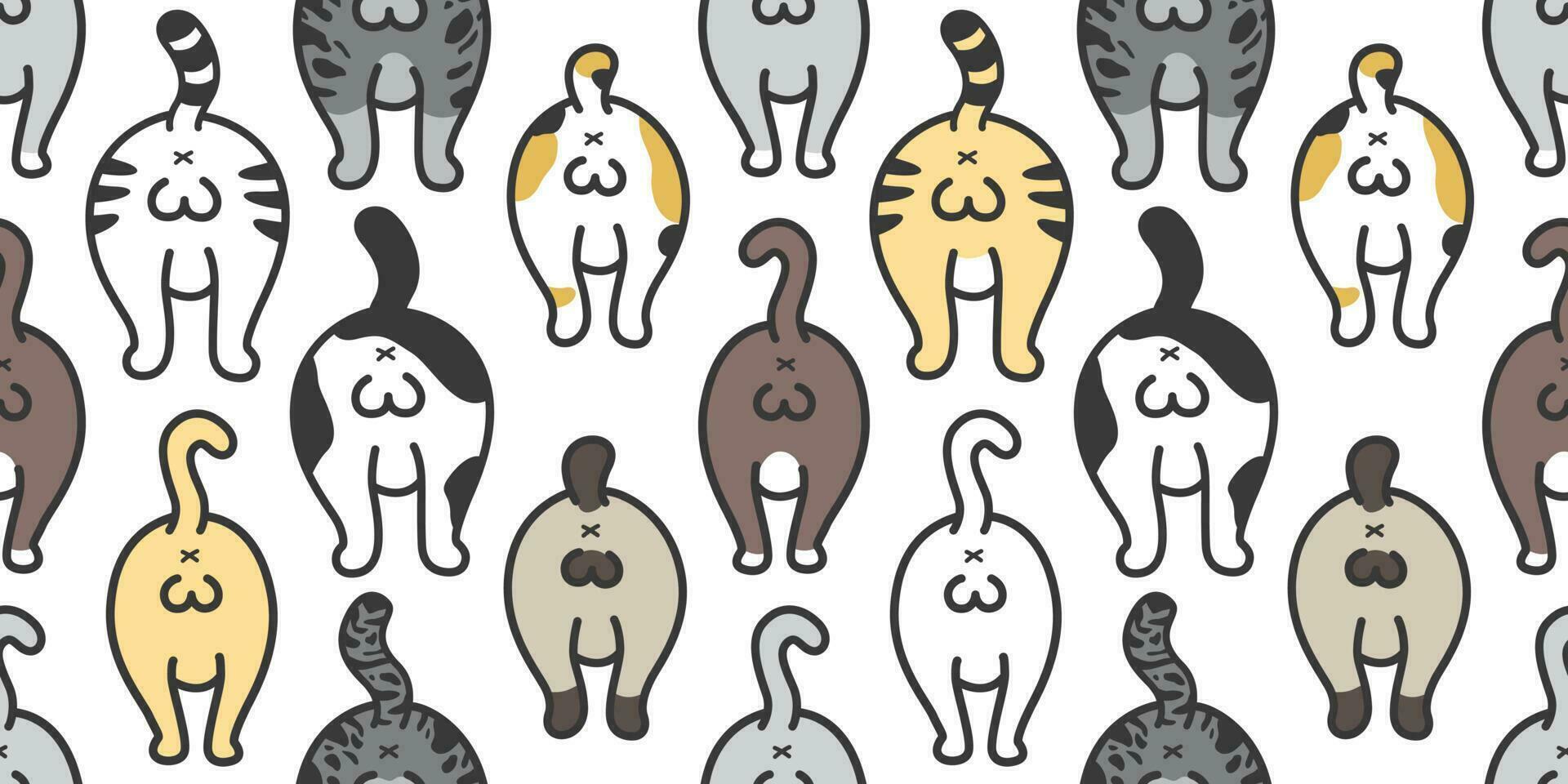 Cat Seamless Pattern vector kitten breed butt of cat isolated doodle background wallpaper background