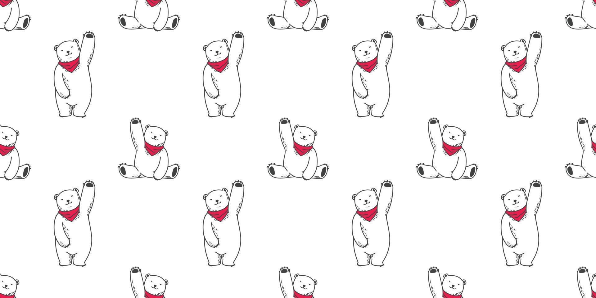 Bear seamless pattern vector polar bear red scarf isolated background wallpaper