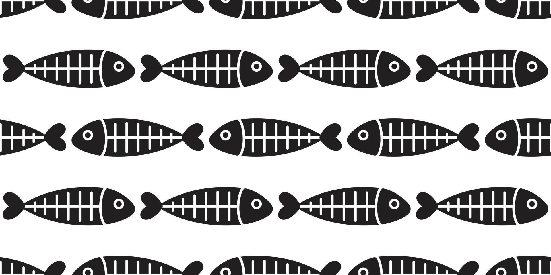 fish seamless pattern vector fish bone shark fin scarf isolated wallpaper background