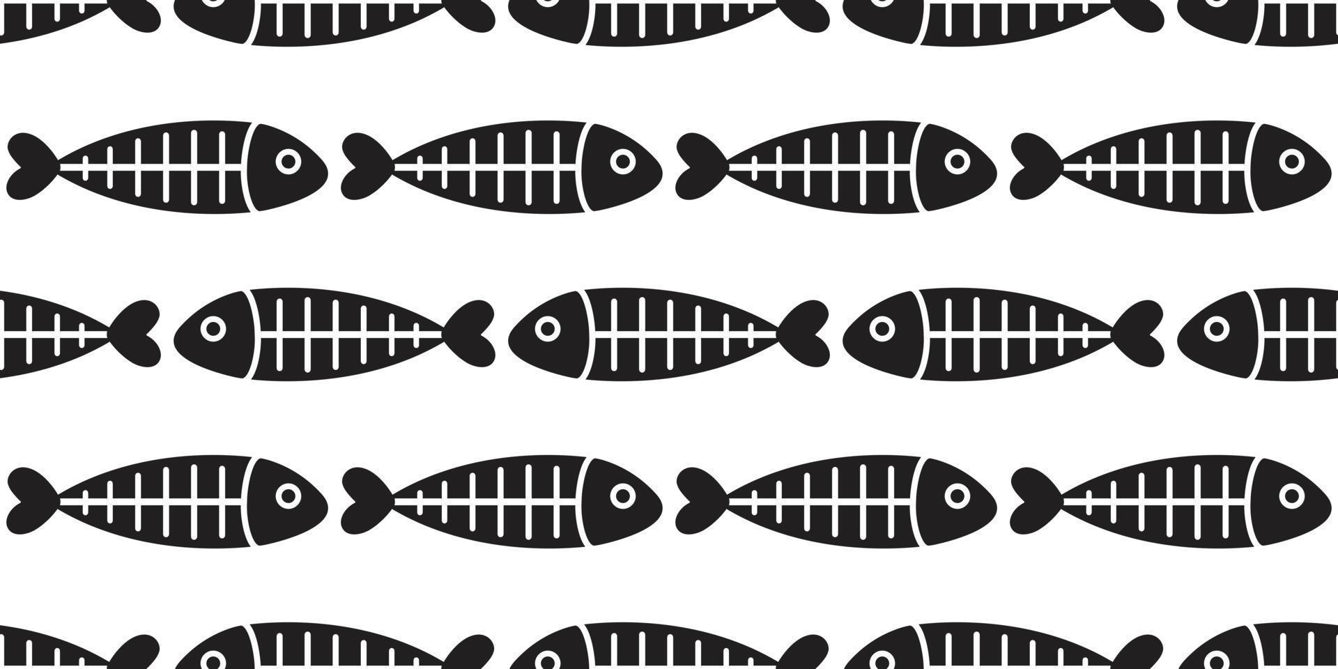 fish seamless pattern vector fish bone shark fin scarf isolated wallpaper background