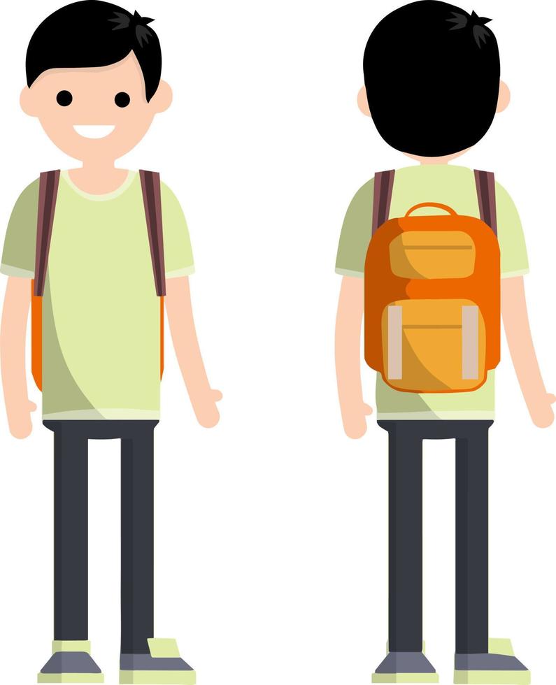 Young modern man with a backpack. vector