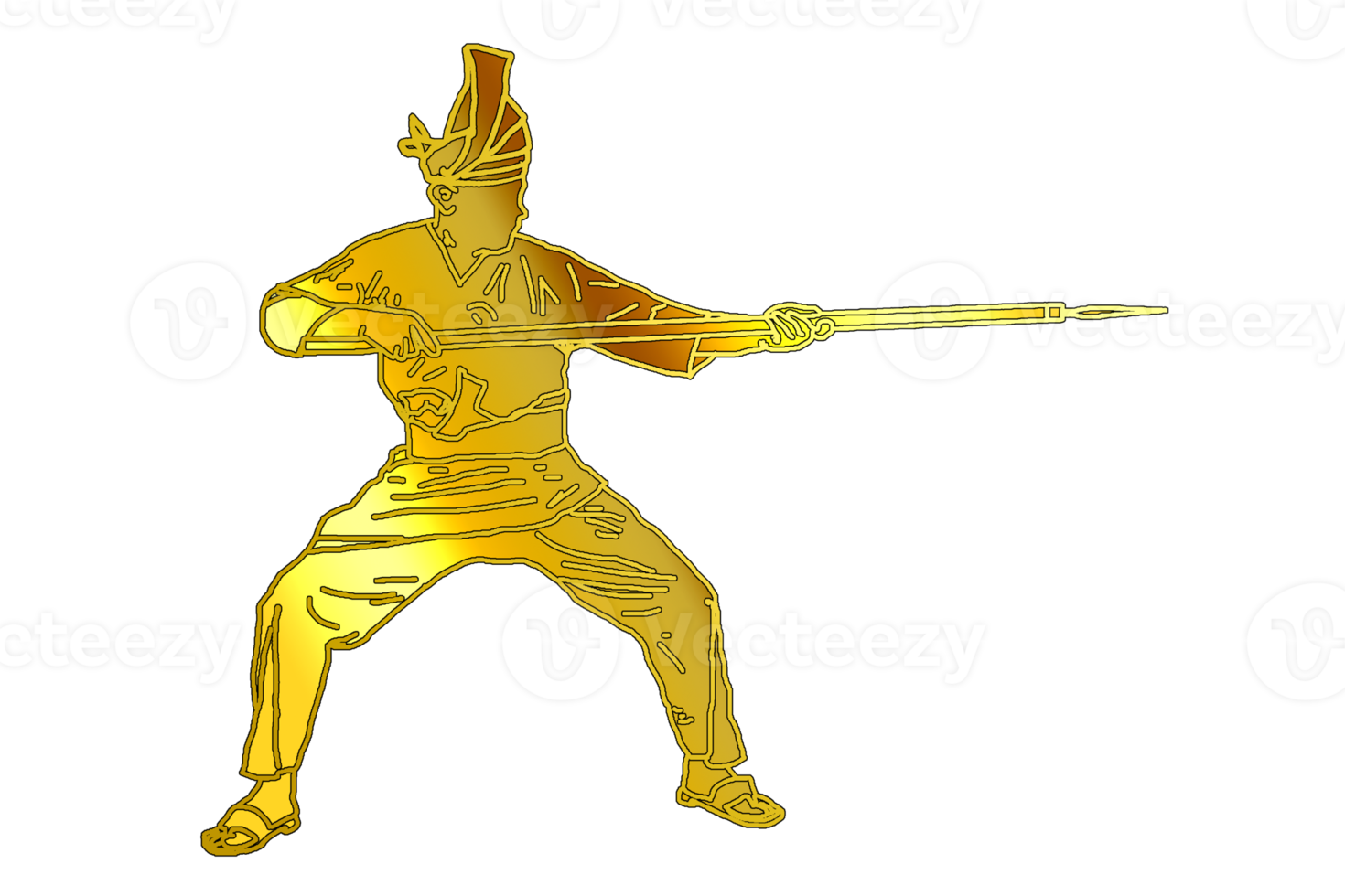 silat warrior movement pattern with hold spear png
