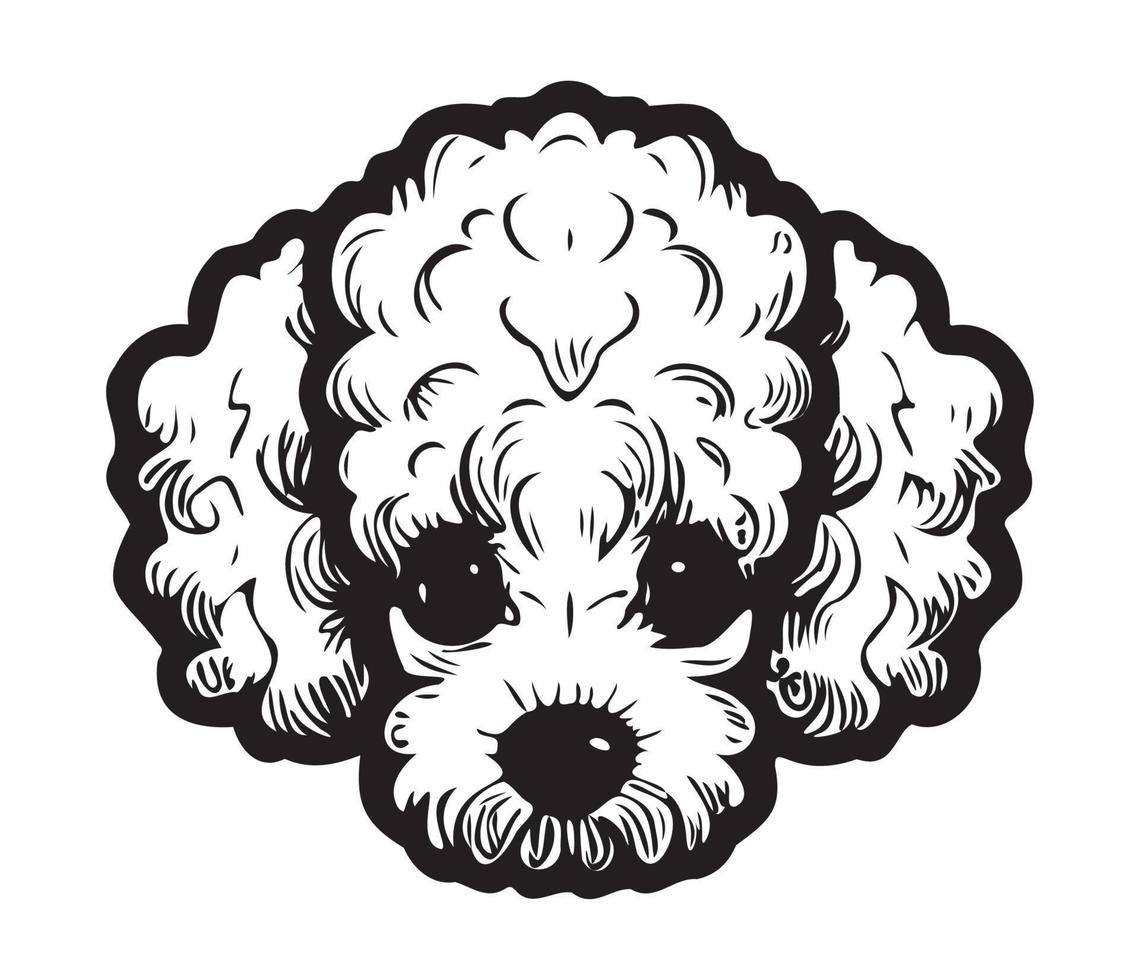 Poodle Face, Silhouette Dog Face, black and white Poodle vector