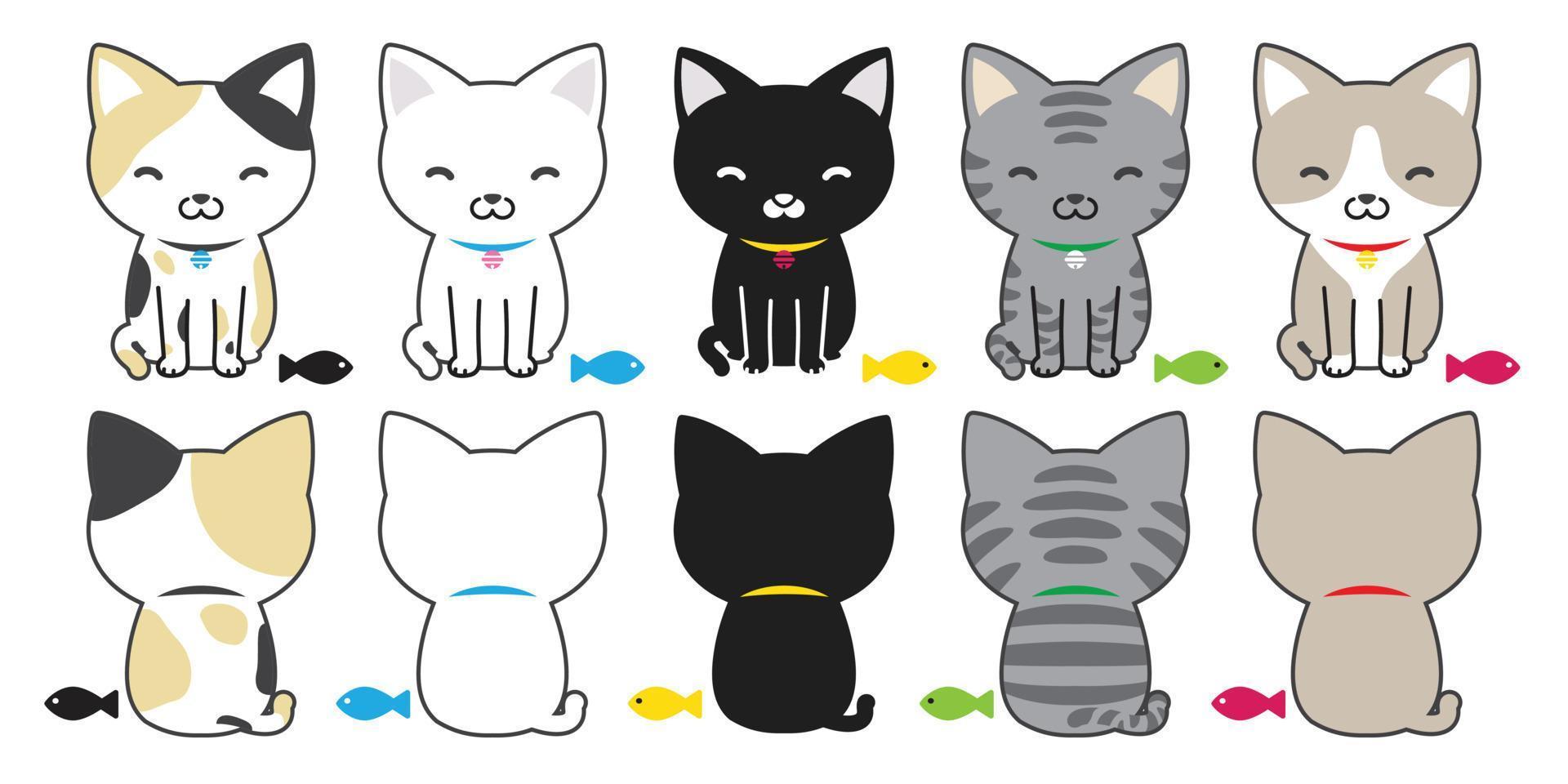 cat vector icon logo cartoon character cat breed kitten toy fish illustration doodle