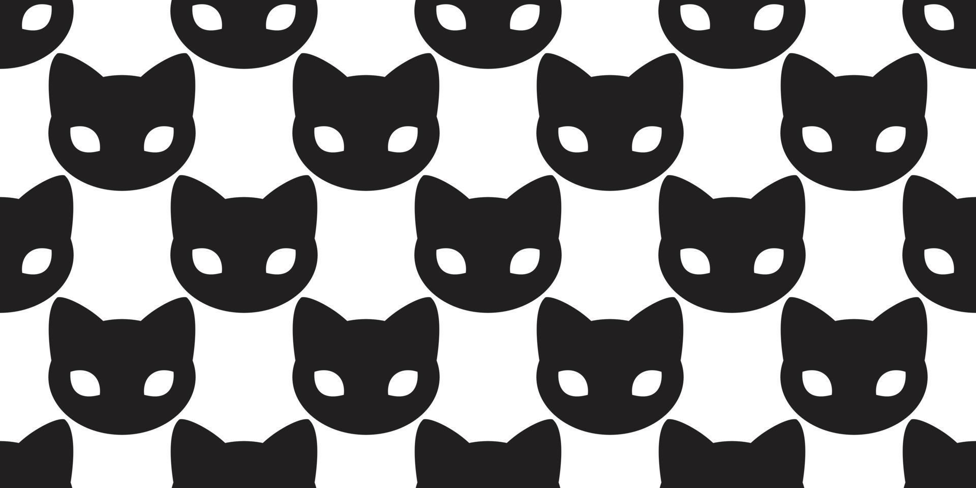 cat seamless pattern vector cat head isolated wallpaper tile background black