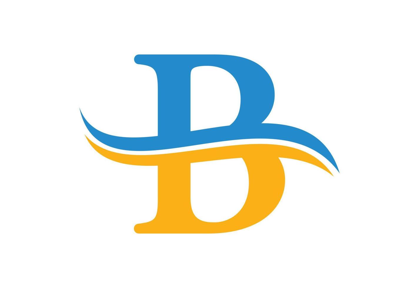 Gradient B letter logo design with swoosh, Vector illustration