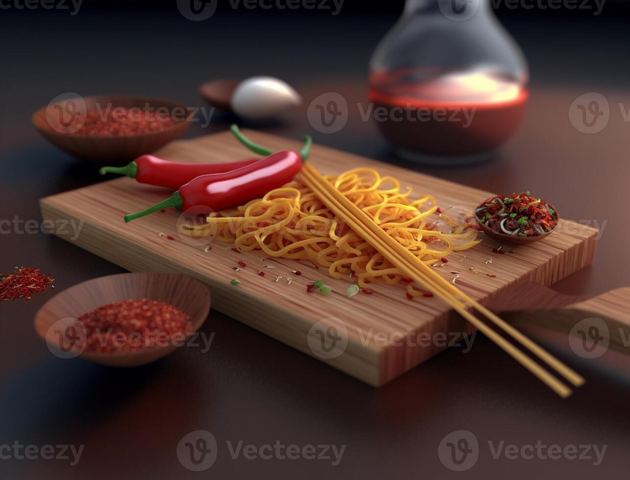 italian food. spaghetti pasta in black plate on dark background. photo