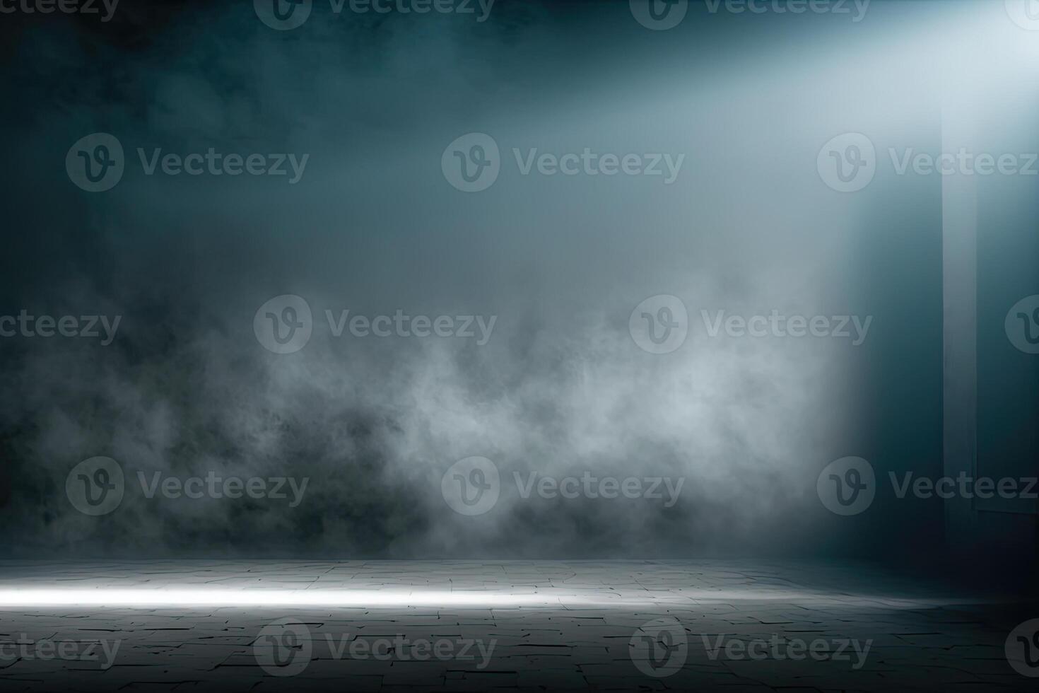 illustration of black wall texture rough background dark concrete floor. Abstract dark blue background, smoke, smog. Empty dark scene, neon light, spotlights. Concrete floor photo