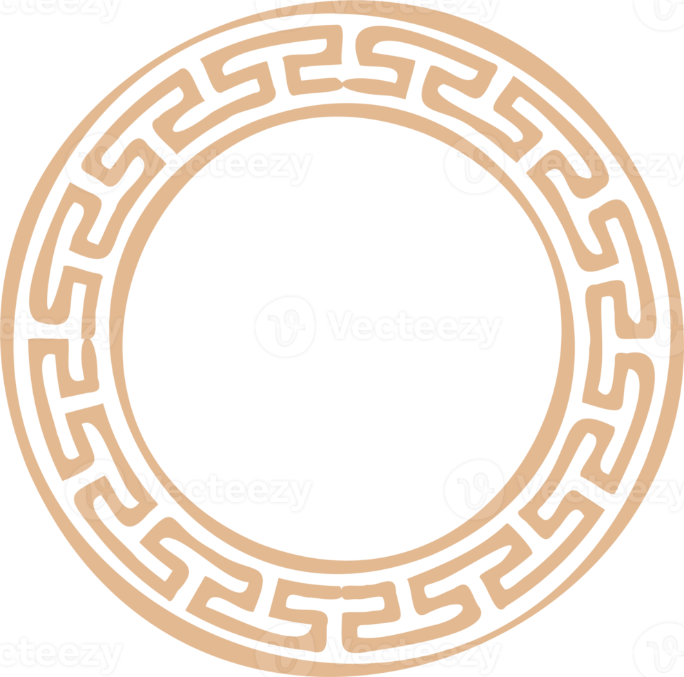 cirkel grekisk ram. runda slingra sig gräns. dekoration element mönster png