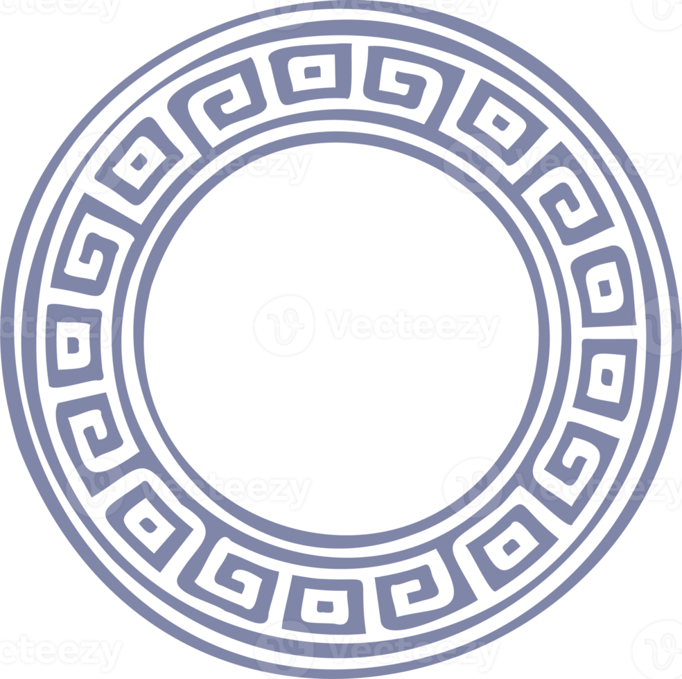 Circle Greek frame. Round meander border. Decoration elements pattern png