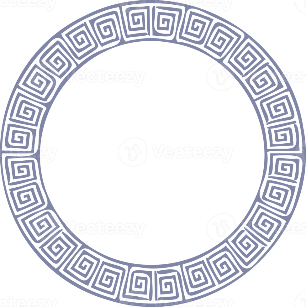 Circle Greek frame. Round meander border. Decoration elements pattern png