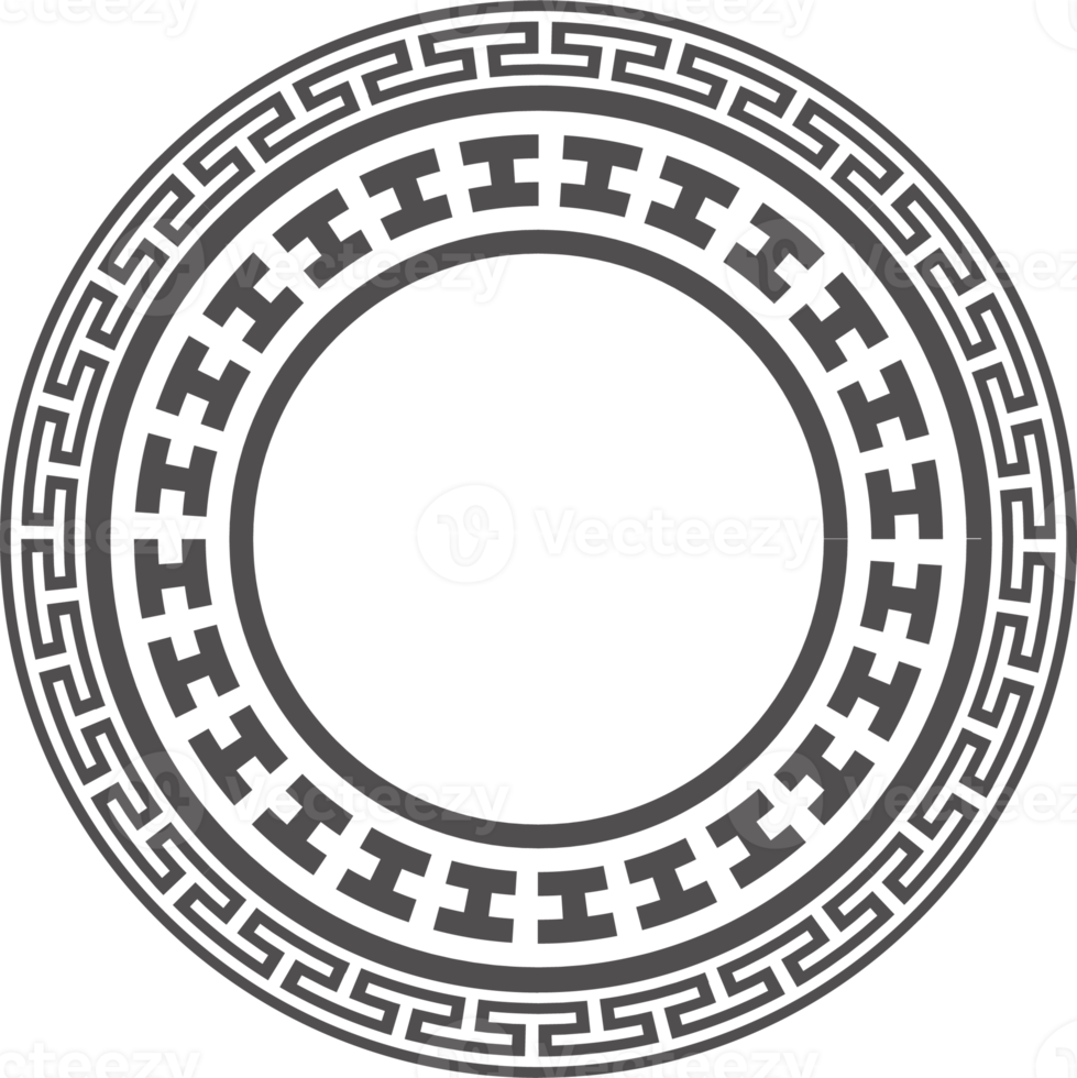 Circle Greek frame. Round meander border. Decoration elements pattern png