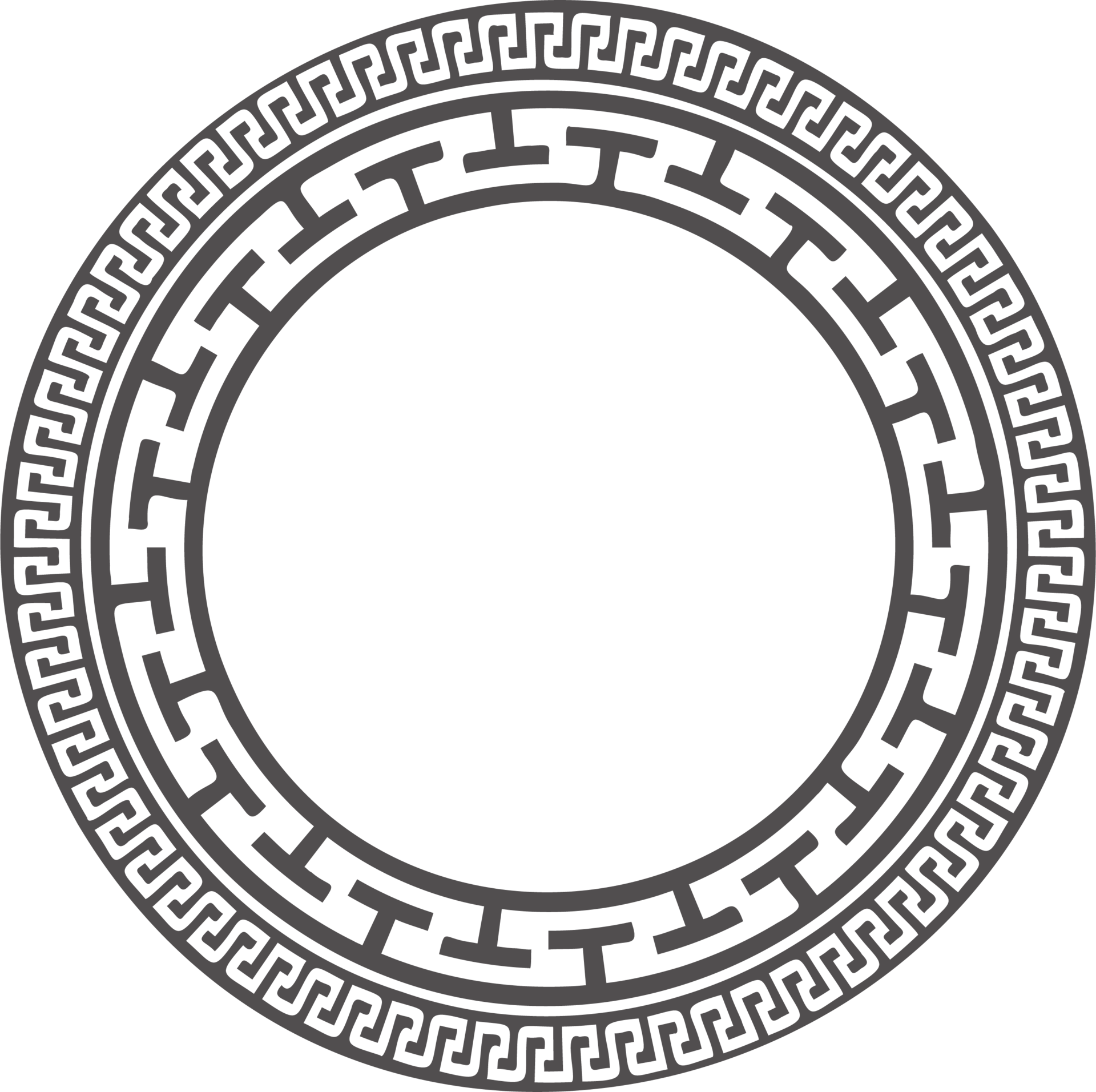 Circle Greek frame. Round meander border. Decoration elements pattern