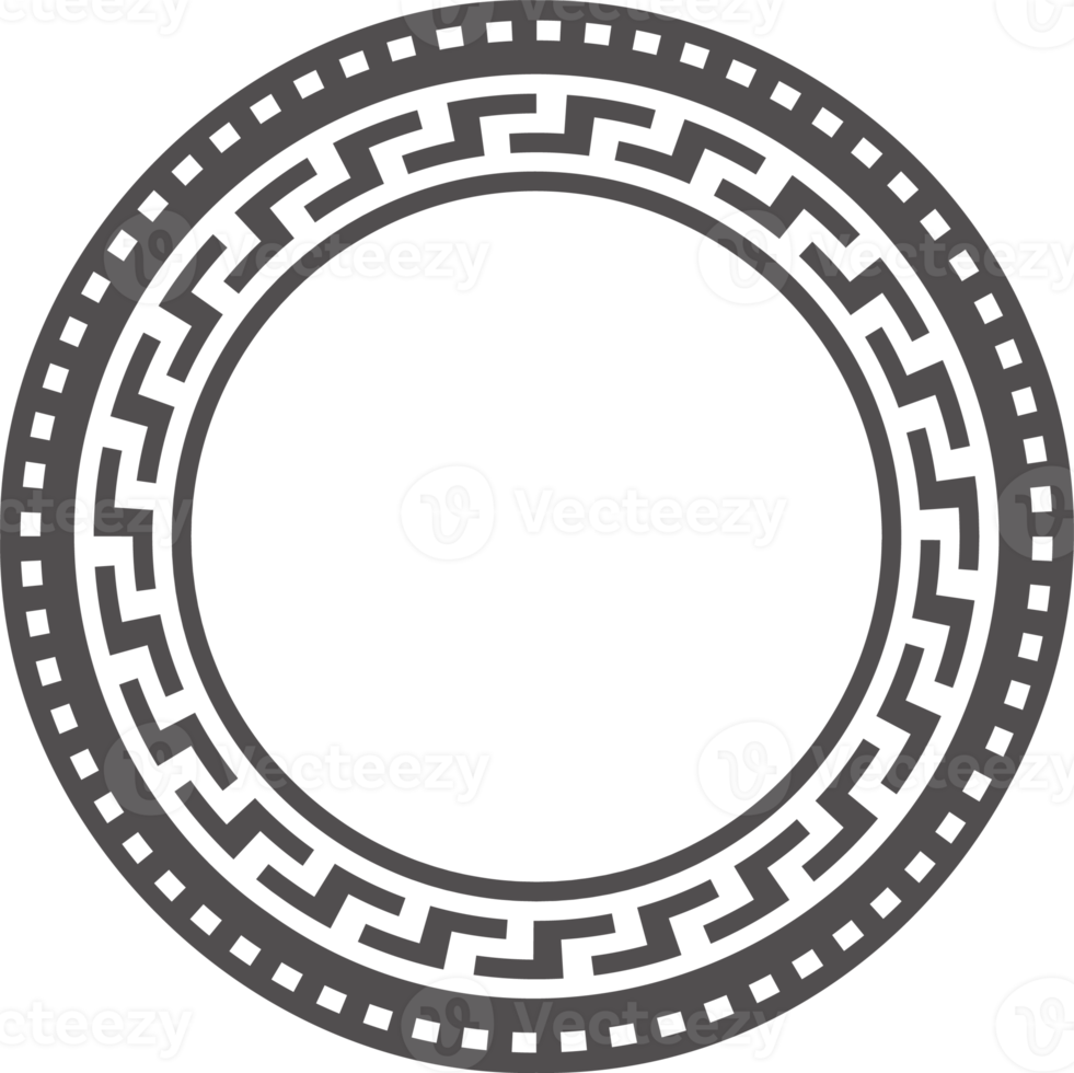 Circle Greek frame. Round meander border. Decoration elements pattern png