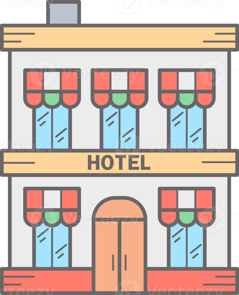 hotell byggnad linje ikon. urban arkitektur element png