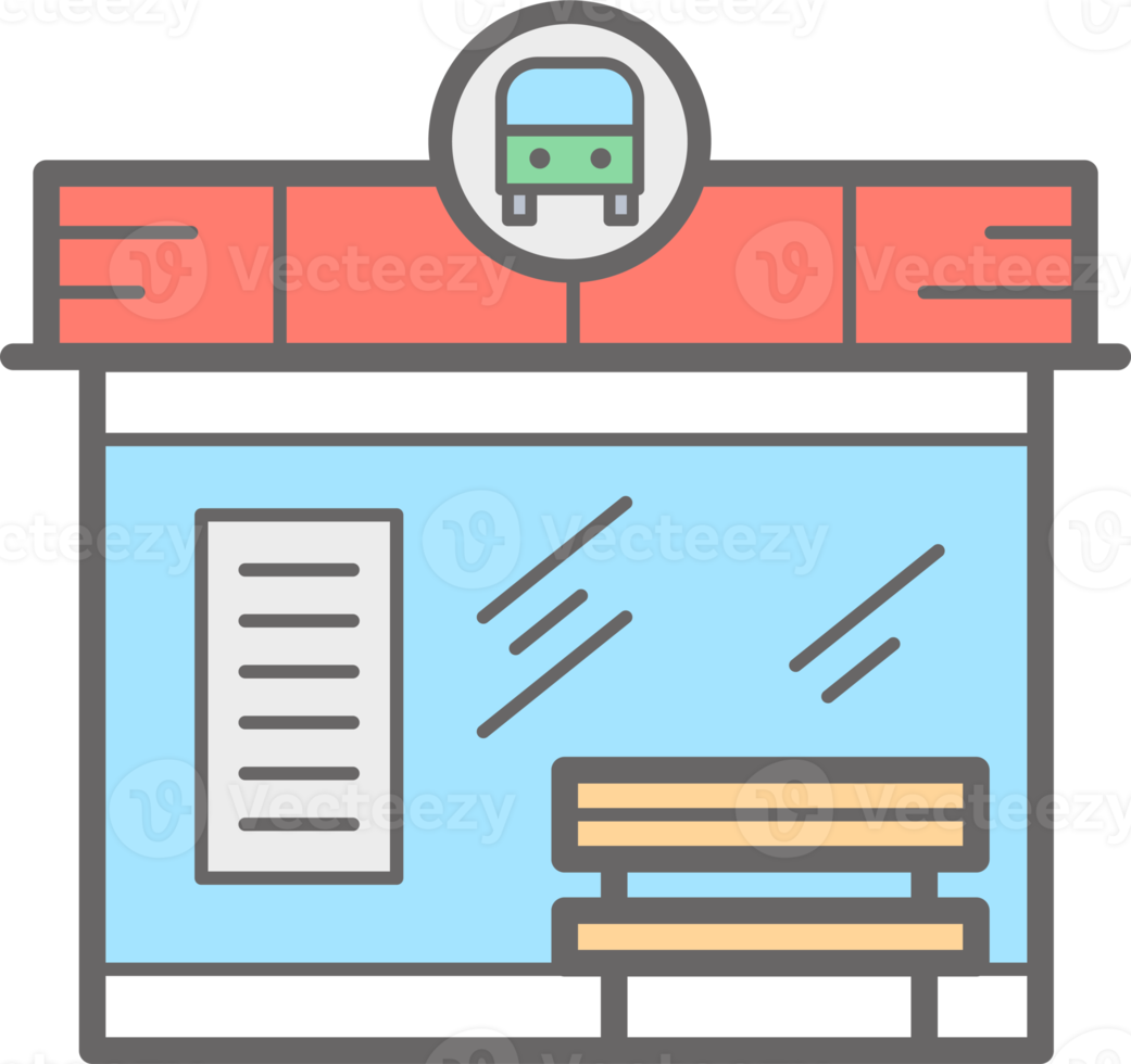 Bus station line icon. Urban architecture element png